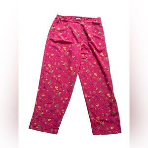 RARE Leslie Fay Fuchsia Pants with Fruit Print